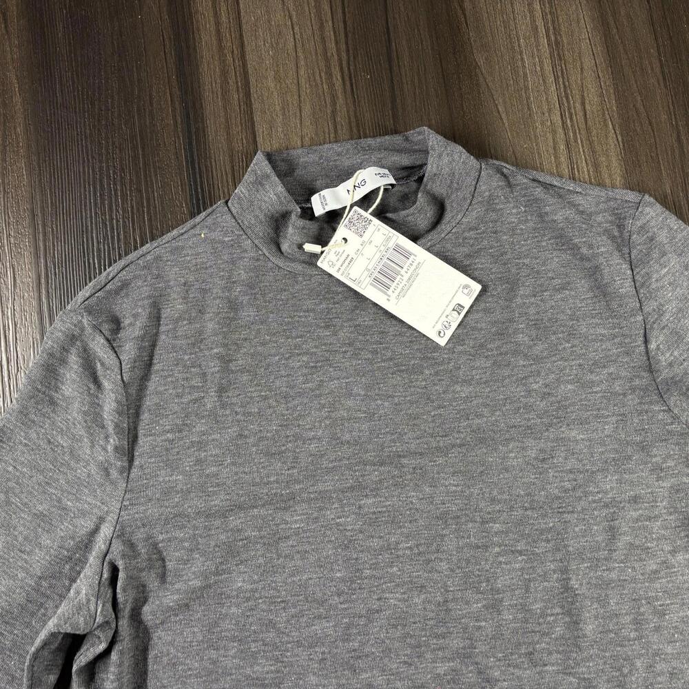 MNG Solid Gray Basic Top Women's Size Large High … - image 3